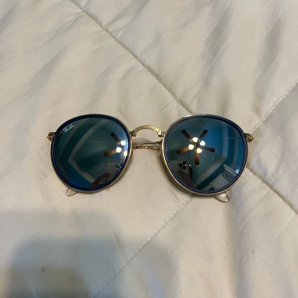 Ray Ban Sunglasses - Foldable with blue lining Ray-Ban Wayfarer Sunglasses RB2140 1409B1 Photo Striped Blue  main image 3